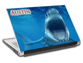 Grand requin blanc personnalisé ordinateur portable peau vinyle autocollant L217