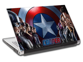 Captain America Civil War Super Heroes Personalized LAPTOP Skin Vinyl Decal L232