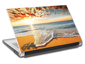Beach Sunset Waves Personalized LAPTOP Skin Vinyl Decal L239