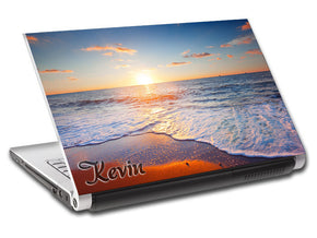Beach Waves Sunset Personalized LAPTOP Skin Vinyl Decal L253