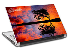 Lake Sunset Tree Personalized LAPTOP Skin Vinyl Decal L255