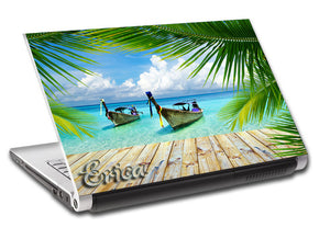 Exotic Beach Boats Personalized LAPTOP Skin Vinyl Decal L308