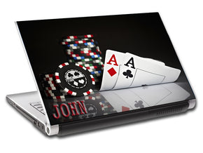 Poker Texas Hold'Em Aces Personalized LAPTOP Skin Vinyl Decal L450