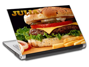 Burger & Fries Personalized LAPTOP Skin Vinyl Decal L515