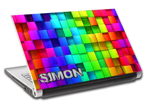 Colorful Blocks Personalized LAPTOP Skin Vinyl Decal L601