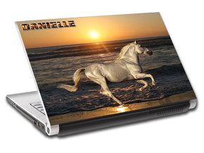 Cheval blanc au coucher du soleil ordinateur portable personnalisé Skin Vinyl Decal L783