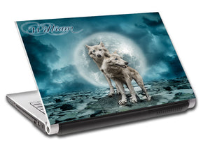 Loup blanc Plein Lune Personnalisée LAPTOP Skin Vinyl Decal L785