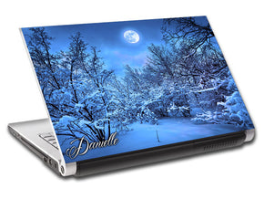 Snowy Forest Full Moon Personalized LAPTOP Skin Vinyl Decal L798