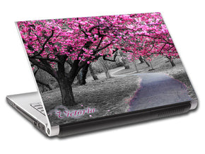 Arbres de fleurs roses personnalisé ordinateur portable peau vinyle autocollant L79