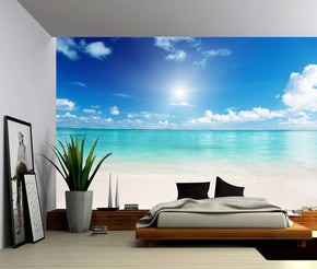 Exotic Tropical Beach Woven Self-Adhesive Removable Wallpaper Modern Mural M09