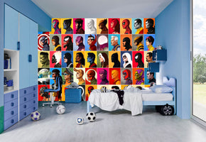 Super Heros Woven Self-Adhesive Removable Wallpaper Modern Mural M124