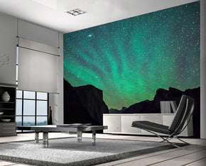 Northern Light Aurora Borealis Woven Self-Adhesive Removable Wallpaper Modern Mural M138