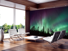 Northern Light Aurora Borealis Woven Self-Adhesive Removable Wallpaper Modern Mural M139