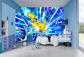 Pokemon Pikachu Woven Self-Adhesive Removable Wallpaper Modern Mural M156