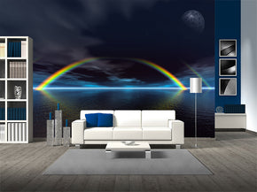 Fantasy Ocean Rainbow Woven Self-Adhesive Removable Wallpaper Modern Mural M165