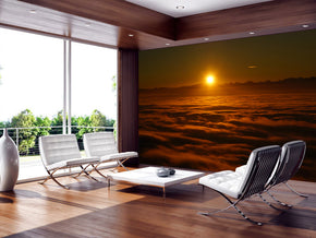 Foggy Morning Sunrise Woven Self-Adhesive Removable Wallpaper Modern Mural M172