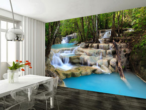 Amazing Waterfall Trees Woven Self-Adhesive Removable Wallpaper Modern Mural M183