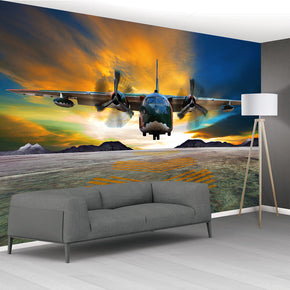 Aircraft Plane Woven Self-Adhesive Removable Wallpaper Modern Mural M186