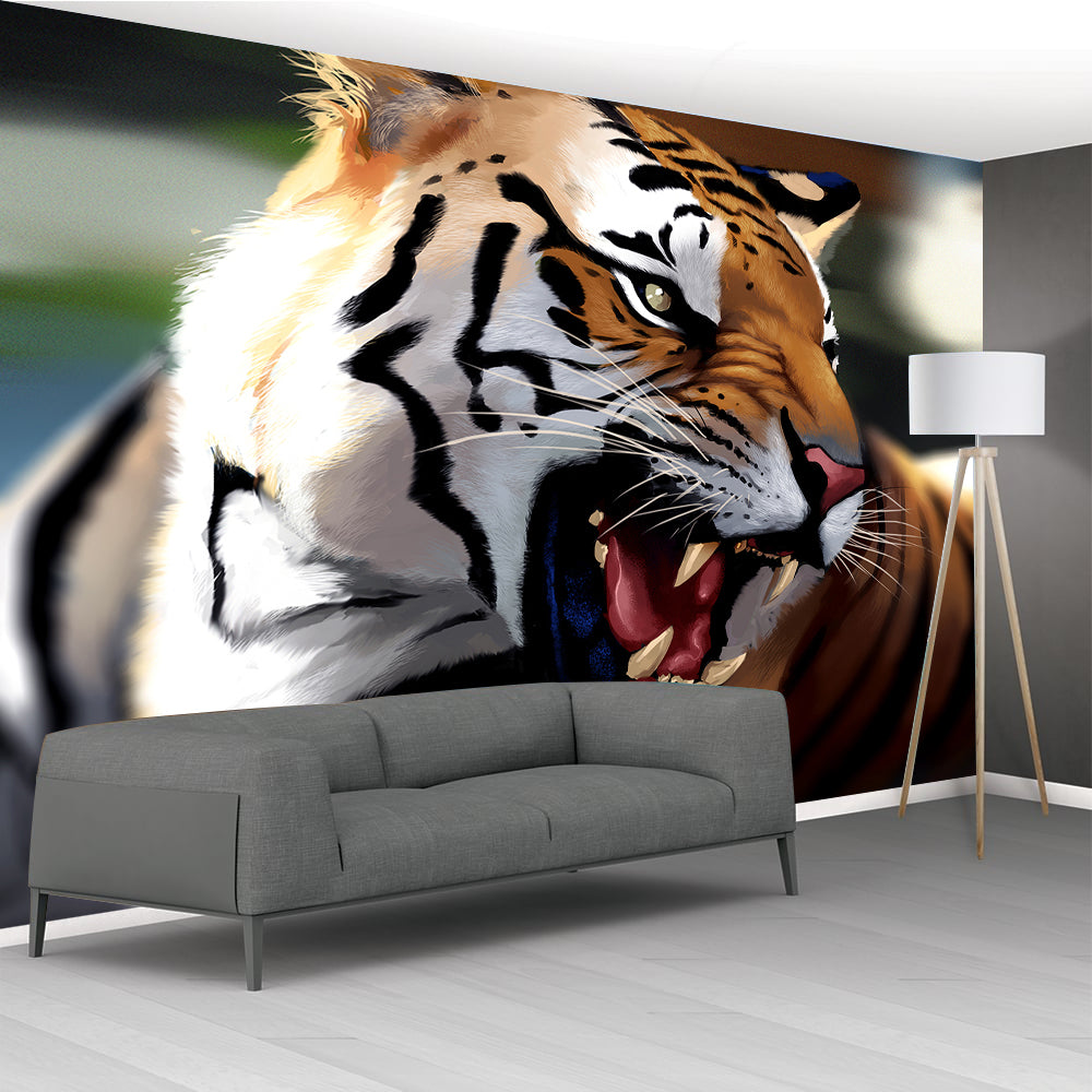 Tiger Woven Self Adhesive Removable Wallpaper Modern Mural M