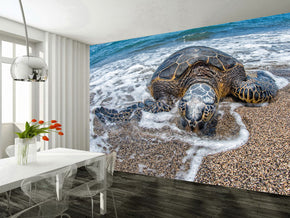 Sea Turtle Woven Self-Adhesive Removable Wallpaper Modern Mural M196