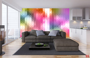 Motif triangles colorés tissé auto-adhésif fond d’écran amovible Moderne Mural M218