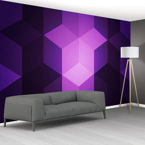 Purple Cubes Pattern Woven Self-Adhesive Removable Wallpaper Modern Mural M220