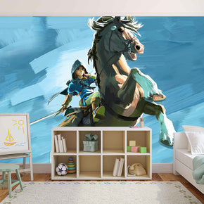 Personnages de jeux vidéo tissés auto-adhésif papier peint amovible mural moderne M224