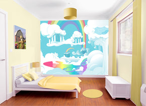 Rainbow Nursery Woven Self-Adhesive Removable Wallpaper Modern Mural M230