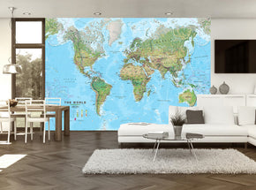 Carte du monde Tissé auto-adhésif papier peint amovible Moderne Mural M248