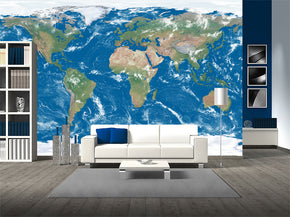 World Map Woven Self-Adhesive Removable Wallpaper Modern Mural M250