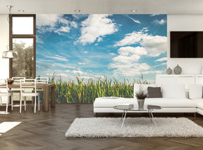 Field Blue Sky Cloud Woven Self-Adhesive Removable Wallpaper Modern Mural M27