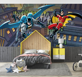 Batman And Robin Woven Self-Adhesive Removable Wallpaper Modern Mural M287
