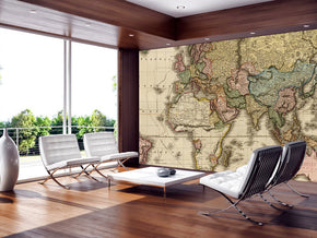 Ancient World Map Woven Self-Adhesive Removable Wallpaper Modern Mural M34
