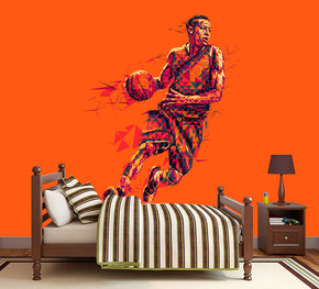 Basketball Player Woven Self-Adhesive Removable Wallpaper Modern Mural M36
