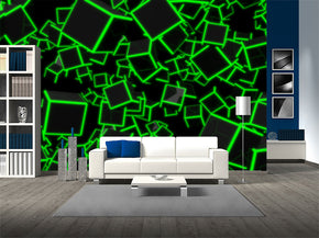 NEON CUBES GREEN Woven Self-Adhesive Removable Wallpaper Modern Mural M40