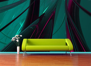 ABSTRACT GREEN & PURPLE Woven Self-Adhesive Removable Wallpaper Modern Mural M41
