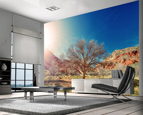 Desert Tree Woven Self-Adhesive Removable Wallpaper Modern Mural M57