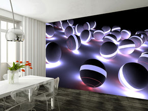 Papier peint amovible auto - adhésif tissé en boule de néon 3D mural moderne m65