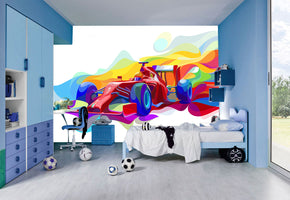 Illustration de voiture de course tissée auto-adhésif papier peint amovible Moderne Mural M74