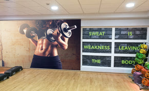 Fitness Gym Weights Workout Woven Self-Adhesive Removable Wallpaper Modern Mural M75
