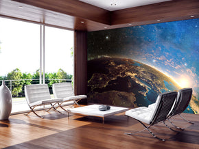 Planet Earth From Space Woven Self-Adhesive Removable Wallpaper Modern Mural M86