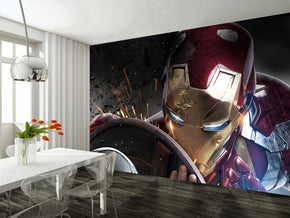 IRON-MAN Superhero Woven Self-Adhesive Removable Wallpaper Modern Mural M94