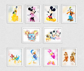 Mickey Mouse & Friends Watercolor Art Digital File Instant Download, Print-At-Home