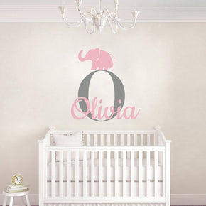 Personalized Elephant Name  Wall Sticker Decal Stencil Silhouette SQ190
