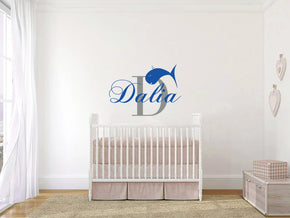 Personalized Whale Name  Wall Sticker Decal Stencil Silhouette SQ195