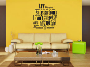 NO SATISFACTION Inspirational Quotes Wall Sticker Decal SQ109