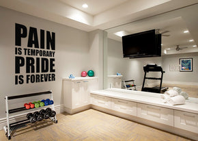 PAIN IS TEMPORARY PRIDE FOREVER Gym Weights Inspirational Quotes Wall Sticker Decal SQ119