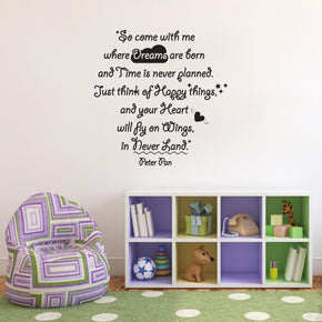 Peter Pan Inspirational Cite Wall Sticker Décalcomanies SQ130