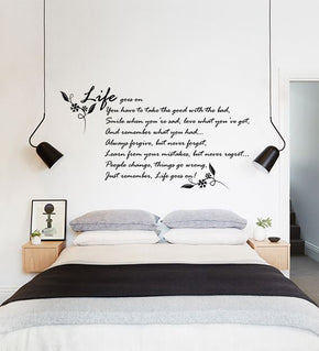 La vie continue sur des citations inspirantes sticker mural autocollant SQ139