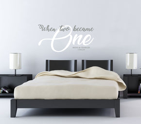Personalized When Two Become One Wall Sticker Decal Stencil Silhouette SQ189